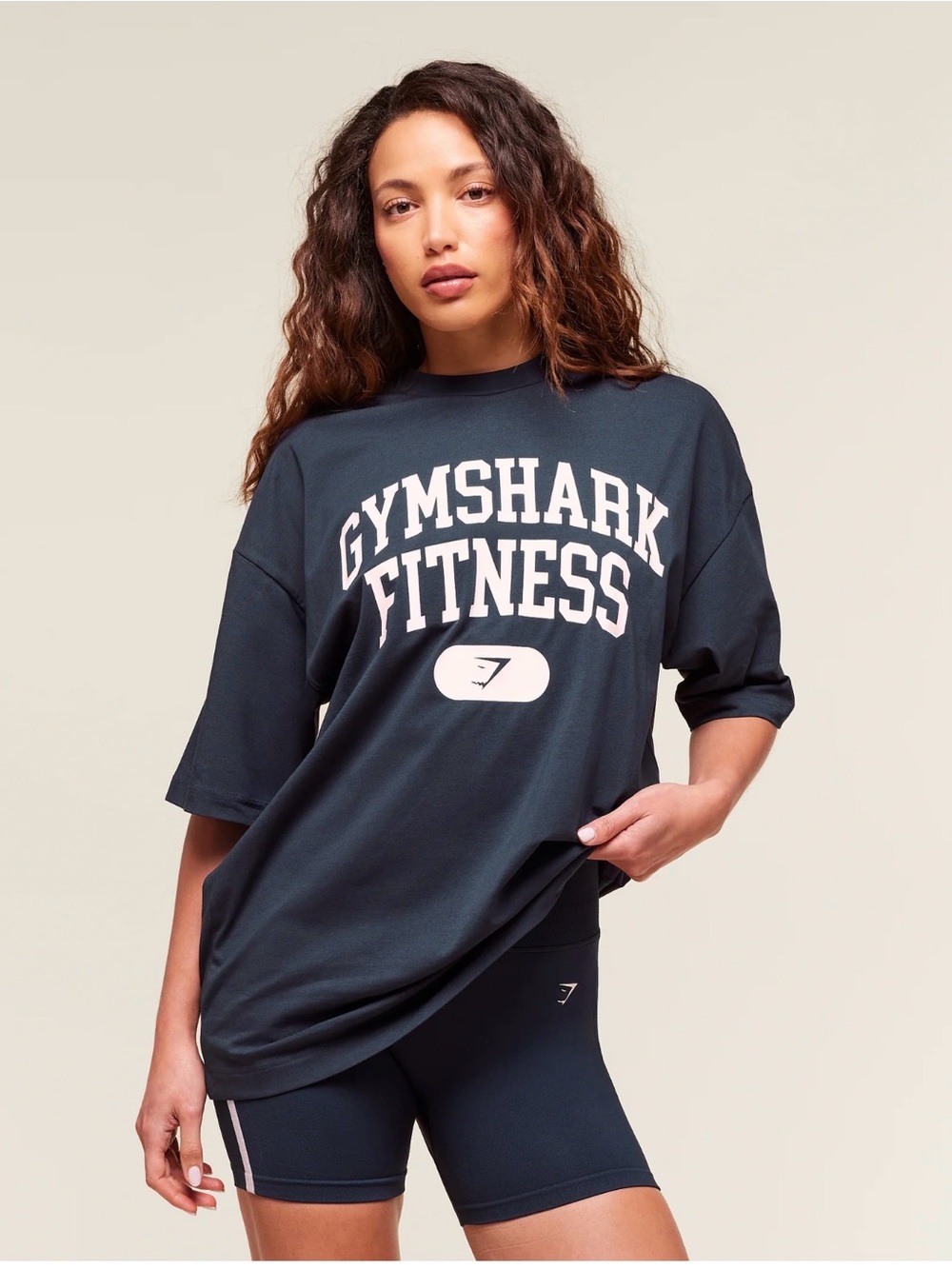 Gymshark Navy Short Sleeve Graphic Tee with White Logo